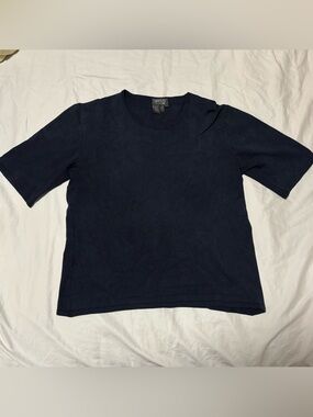 Lafayette 148 Blue Silk Short Sleeve Shirt